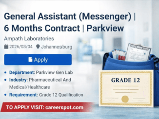 Ampath Laboratories General Assistant Messenger job Parkview Johannesburg Grade 12 application guide
